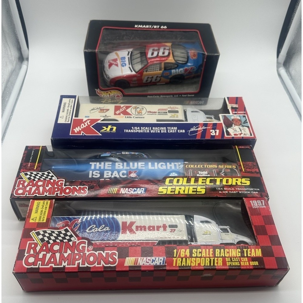 RACING CHAMPIONS NASCAR KMART LOT 3 TRANSPORTERS + TODD BODINE #66 DIECAST NIB